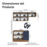 Cocina Compacta 180 cm Vik Marrón/Azul 02