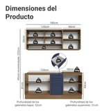 Cocina Compacta 180 cm Vik Marrón/Azul 03