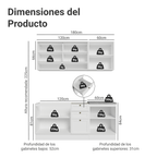Cocina Compacta 180 cm 6 Puertas 3 Cajones Sin Mesada Blanco Vik Madesa 04