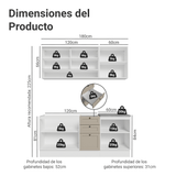 Combo de Cocina Compacta 180 cm Blanco/Crema Vik Madesa 04