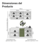 Cocina Compacta 180 cm 6 Puertas 3 Cajones Sin Mesada Blanco/Verde Vik Madesa 04