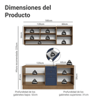 Cocina Compacta 180 cm 6 Puertas 3 Cajones Sin Mesada Marrón/Azul Vik Madesa