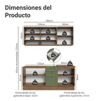 Cocina Compacta 180 cm 6 Puertas 3 Cajones Sin Mesada Marrón/Verde Vik Madesa 04