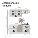 Combo de Cocina Compacta 180 cm Blanco/Crema Vik Madesa 05