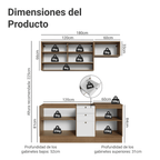 Cocina Compacta 180 cm 6 Puertas 3 Cajones Sin Mesada Marrón/Blanco Vik Madesa 05