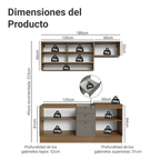 Cocina Compacta 180 cm 6 Puertas 3 Cajones Sin Mesada Marrón/Gris Vik Madesa 05