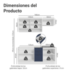 Cocina Compacta 180 cm 6 Puertas 3 Cajones Sin Mesada Blanco/Azul Vik Madesa 05