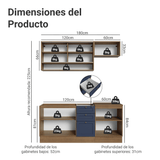Cocina Compacta 180 cm Vik Marrón/Azul 05