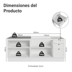 Cocina Compacta 200 cm 4 Puertas 3 Cajones Sin Mesada Blanco Vik Madesa