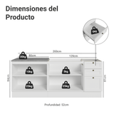 Kit 2 Bajo Mesadas con 3 Cajones 4 Puertas (Sin Mesada) Vik Blanco 01