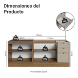 Kit con 2 Bajo Mesada 3 Cajones 4 Purtas (Sin Mesada ni Bacha) Marrón/Crema Vik Madesa 01