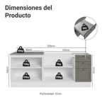 Cocina Compacta 200 cm 4 Puertas 3 Cajones Sin Mesada Blanco/Gris Vik Madesa