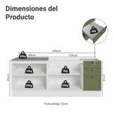Kit 2 Bajo Mesadas con 3 Cajones 4 Puertas (Sin Mesada) Vik Blanco/Verde 01