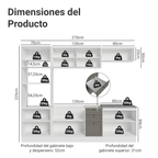 Combo completo de Cocina 270 cm 10 Puertas 3 Cajones Sin Mesada Blanco/Gris Vik Madesa 02
