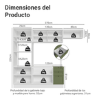 Combo completo de Cocina 270 cm 8 Puertas 3 Cajones Sin Mesada Blanco/Verde Vik Madesa 03