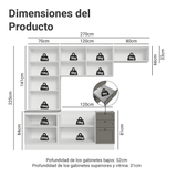 Combo completo de Cocina 270 cm Blanco/Gris Vik Madesa 05