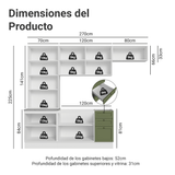Combo completo de Cocina 270 cm Blanco/Verde Vik Madesa 05