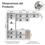 Combo completo de Cocina 270 cm Blanco/Crema Vik Madesa