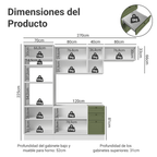 Combo completo de Cocina 270 cm Blanco/Verde Vik Madesa