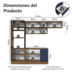 Combo completo de Cocina 270 cm Marrón/Azul Vik Madesa
