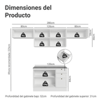 Combo completo de Cocina 280 cm 6 Puertas 3 Cajones Sin Mesada Blanco Vik Madesa