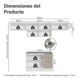 Combo completo de Cocina 280 cm Blanco/Crema Vik Madesa 01