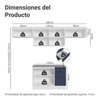 Combo completo de Cocina 280 cm 6 Puertas 3 Cajones Sin Mesada Blanco/Azul Vik Madesa