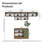 Combo completo de Cocina 280 cm 6 Puertas 3 Cajones Sin Mesada Marrón/Verde Vik Madesa