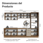 Combo completo de Cocina 310 cm 11 Puertas 3 Cajones Sin Mesada Marrón/Crema Vik Madesa