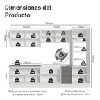 Combo completo de Cocina 310 cm 11 Puertas 3 Cajones Sin Mesada Blanco/Gris Vik Madesa
