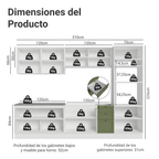 Combo completo de Cocina 310 cm 11 Puertas 3 Cajones Sin Mesada Blanco/Verde Vik Madesa