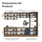 Combo completo de Cocina 310 cm 11 Puertas 3 Cajones Sin Mesada Marrón/Azul Vik Madesa
