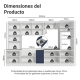 Combo completo de Cocina 340 cm Blanco/Azul Vik Madesa 01