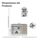 Vanitory 120cm 3 Puertas 3 Cajones Blanco/Crema Agata 01