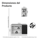 Vanitory 120cm 3 Puertas 3 Cajones Blanco/Negro Agata 01