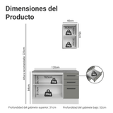 Vanitory 120cm 3 Puertas 3 Cajones Blanco/Gris Agata 01