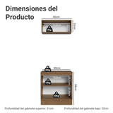 Vanitory 80cm 3 puertas Marrón/Verde Vik 02