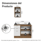 Vanitory 110cm 3 cajones 3 puertas Marrón/Blanco Vik 01