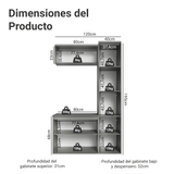Vanitory, 120 cm, 5 puertas, Gris Nice 02