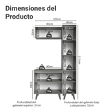 Vanitory, 120cm, 5 puertas, Gris Nice 03