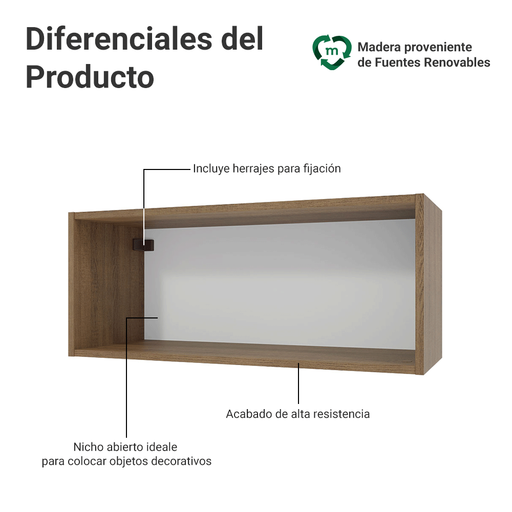 Alacena para Dormitorio 80 cm Nicho Abierto Marrón Neo Madesa