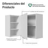 Alacena esquinera para dormitorio 1 Puerta y 3 Nichos Blanco Neo