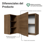 Alacena Esquinera para Dormitorio 1 Puerta y 3 Nichos Marrón Neo Madesa