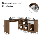 Tocador Esquinero para Maquillaje o Escritorio 300 cm Marrón/Blanco Madesa