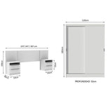 Habitación Completa con Placard Luke y Respaldo de cama con 2 Mesas de Luz Madesa Blanco