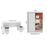 Habitación Completa con Placard Luke 2 Purtas con Espejo y Respaldo de cama con 2 Mesas de Luz Madesa Blanco
