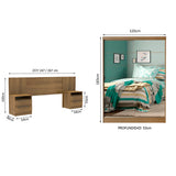 Habitación Completa con Placard Luke 2 Purtas de Espejo y Respaldo de cama con 2 Mesas de Luz Madesa Marrón