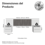 Respaldo de Cama Extensible Tapizado con 2 Mesas de Luz Blanco/Silver Madesa