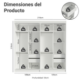 Conjunto 2 Placares 4 Puertas Corredizas con 2 Espejos Blanco Tokio Madesa