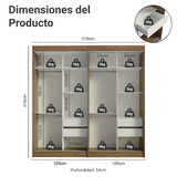 Conjunto 2 Placares 4 Puertas Corredizas con 4 Espejos Marrón Tokio Madesa